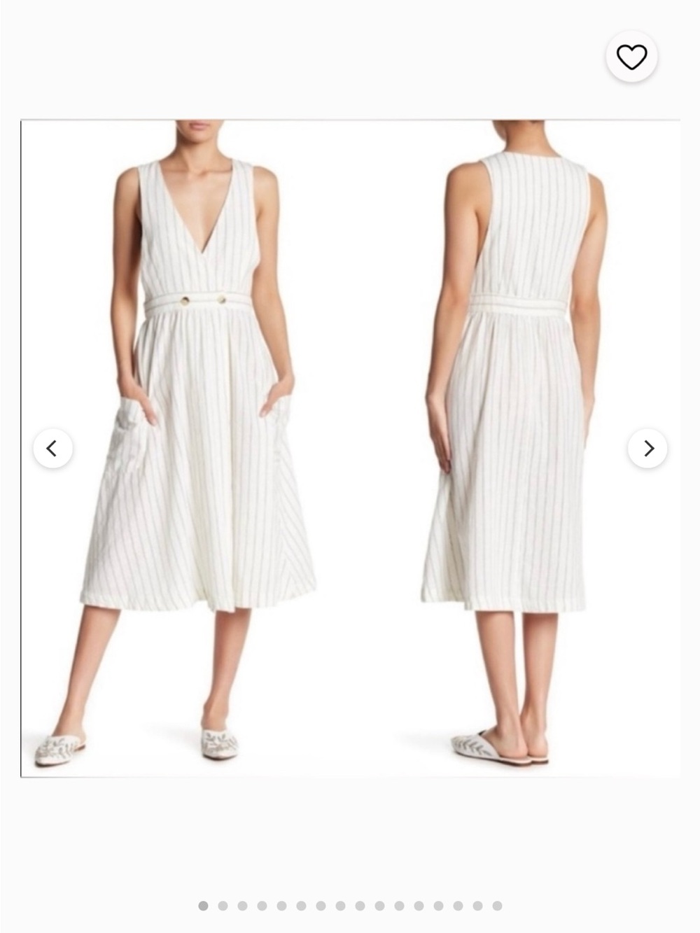 Free People Diana Striped Wrap Dress Midi XS White Cottagegore